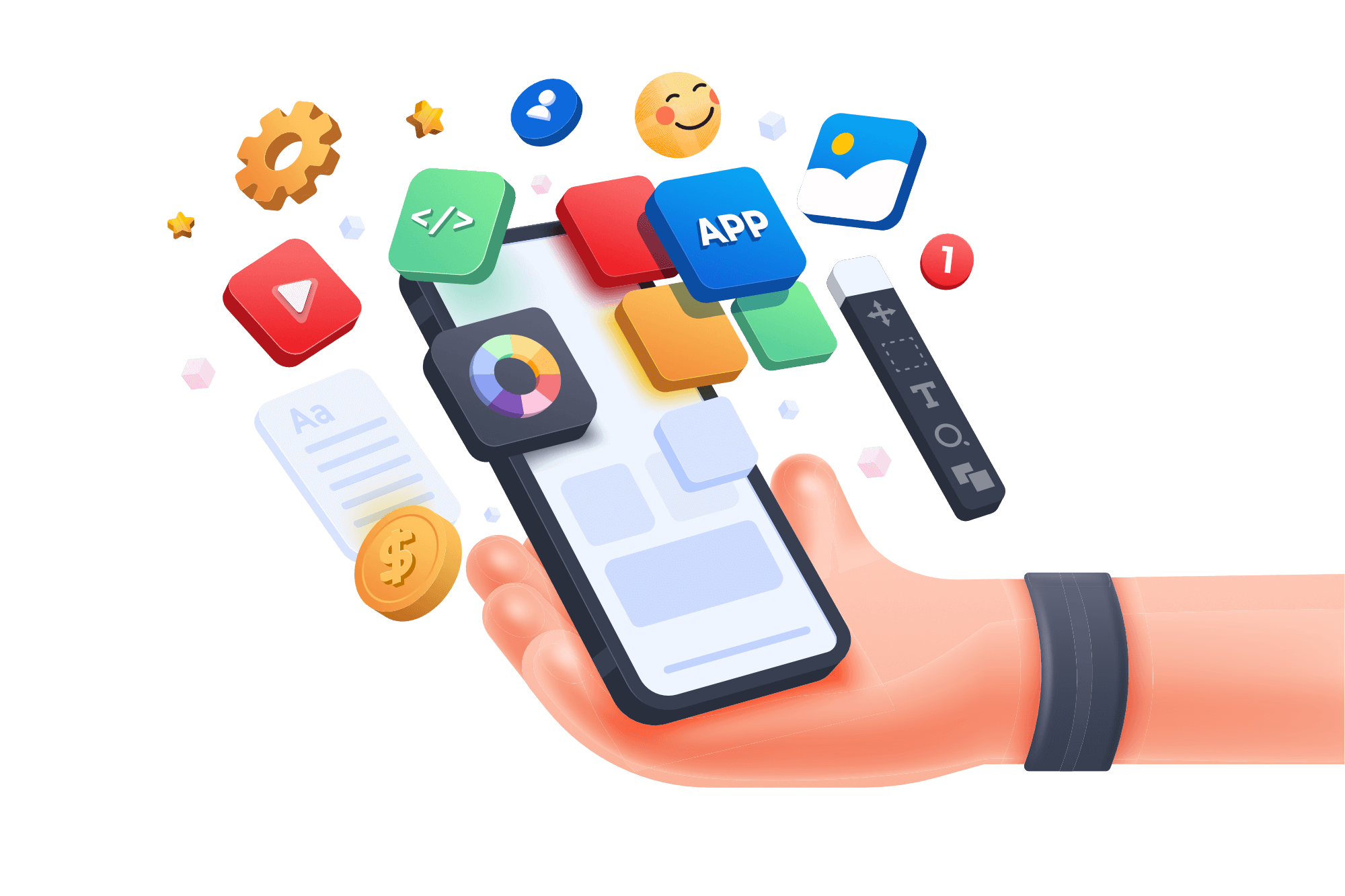 Modern-3d-illustration-of-UI-and-Ux-Design